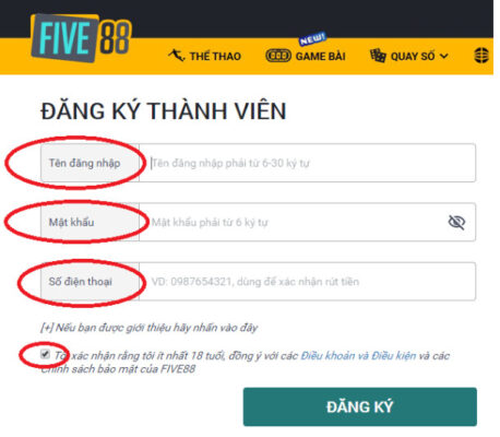 Đăng ký Five88